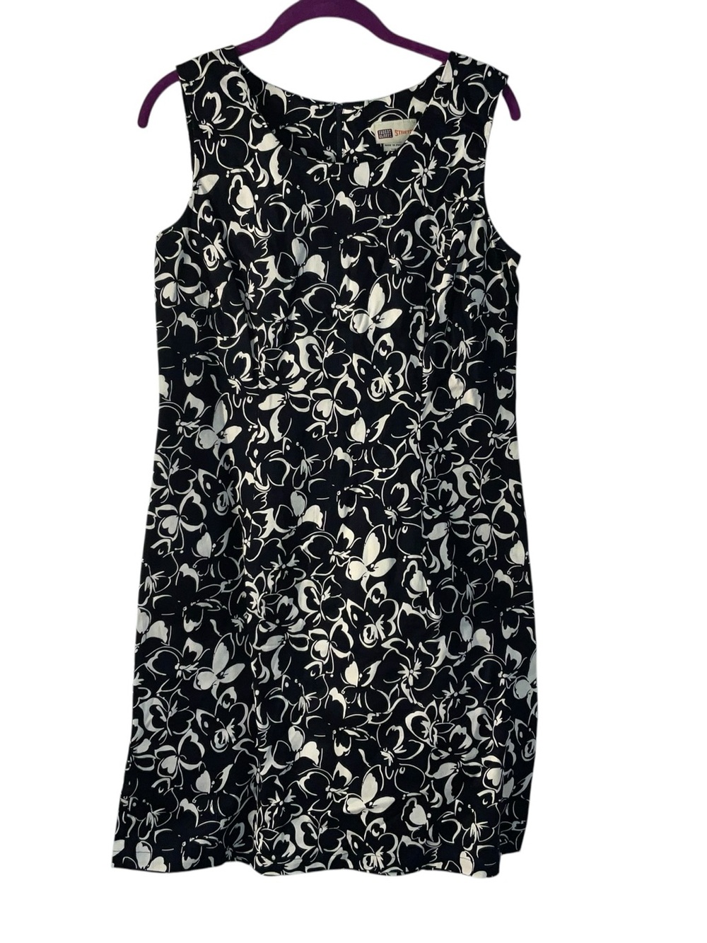 Talbots Black & White Floral Sleeveless Midi Dress